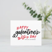 Rode moderne kalligrafie Fijne Galentine's Day kaa (Staand voorkant)