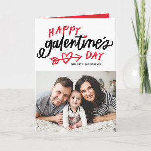 Rode moderne kalligrafie Foto Happy Galentine's Da Feestdagen Kaart