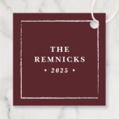 Rode moderne kerstboog vakantie geschenklabel bedankjes labels (Achterkant)