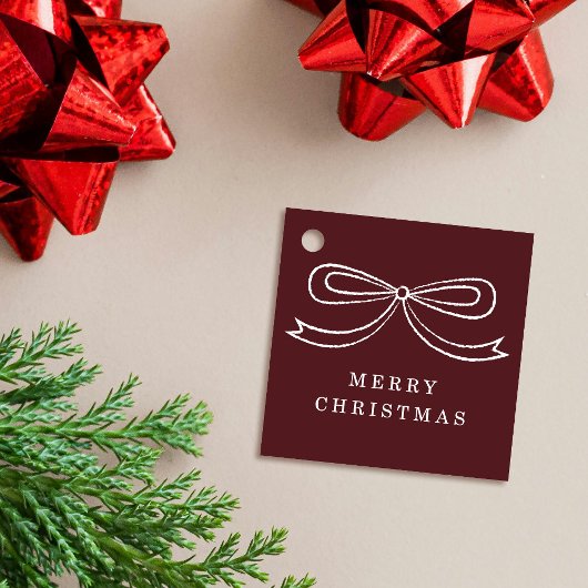 Rode moderne kerstboog vakantie geschenklabel bedankjes labels