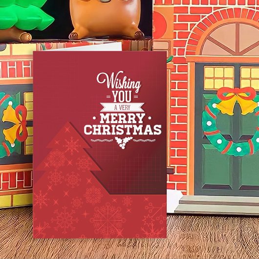 Rode moderne kerstboom feestdagen kaart