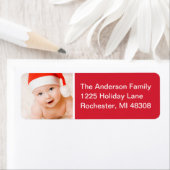 Rode moderne kerstfoto adres etiket (Insitu)