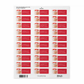 Rode moderne kerstfoto adres etiket (Full Sheet)
