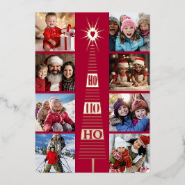 Rode Moderne Kerstfoto Folie Vakantie Kaart