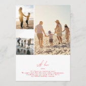 rode moderne kerstkaart met kalligrafie en fotolij (Achterkant)