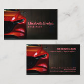 Rode moderne koplampen op zwarte achtergrond visitekaartje (Voorkant / Achterkant)