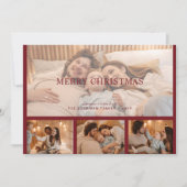 Rode Moderne Minimale Aangepaste Fotocollage Feestdagenkaart (Voorkant)