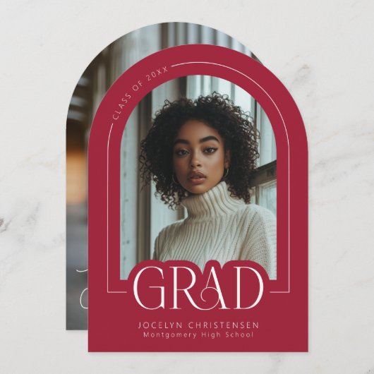 Rode Moderne Minimalistische Aankondiging van eind (Voorkant / Achterkant)