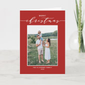 Rode Moderne Mix Typografie Vrolijke Kerstmis Foto Feestdagen Kaart (Voorkant)