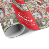 Rode moderne multi foto Kerstman Kerstmis Cadeaupapier (Rol Hoek)