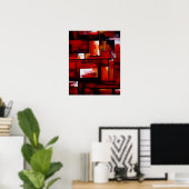 Rode moderne oriëntaalse abstracte posterprint poster (Thuiskantoor)