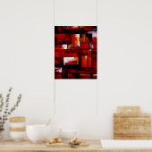 Rode moderne oriëntaalse abstracte posterprint poster (Keuken)