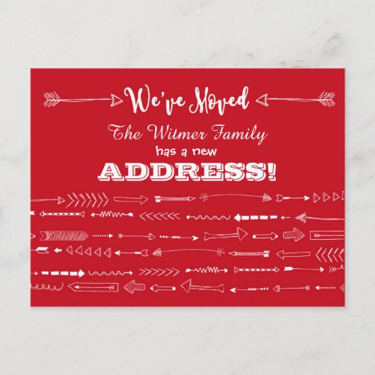 Rode Moderne Pijlen Doodles Bewegende Aankondiging (Voorkant)
