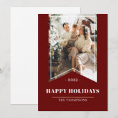 Rode Moderne Prettige Feestdagen Familie Foto 2022 Feestdagenkaart (Voorkant / Achterkant)