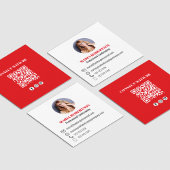 Rode Moderne QR Code Social Media Foto Vierkante Visitekaartje