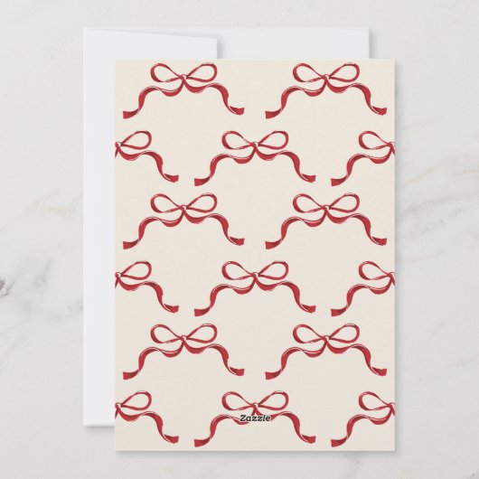 Rode moderne retro boog niet foto kerst feestdagenkaart (Achterkant)