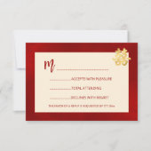 Rode moderne RSVP Chinese bruiloft Kaartje (Voorkant)
