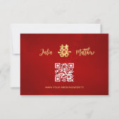Rode moderne RSVP Chinese bruiloft Kaartje (Achterkant)