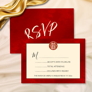 Rode moderne RSVP Chinese trouwkaart Kaart
