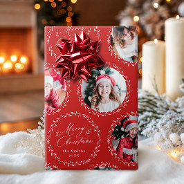 Rode moderne script Gelukkig Kerstmis Familie 6 fo Cadeaupapier