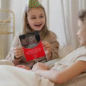 Rode moderne script geluksvieringen fotokaart feestdagenkaart