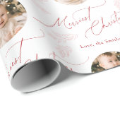 Rode moderne script Prettig kerstfeest Familie 2 f Cadeaupapier (Rol Hoek)