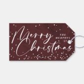 Rode moderne sneeuwbol Merry Christmas-cadeautlabe Cadeaulabel (Voorkant (Horizontaal))