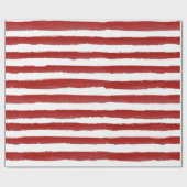 Rode Moderne Strip Kerstvakantie cadeau Cadeaupapier (Vlak)