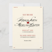 Rode moderne trouwuitnodiging template kaart (Achterkant)