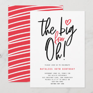 rode moderne typografie 40ste verjaardagsfeestje