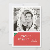 Rode moderne typografie foto met schuine streep feestdagenkaart (Voorkant)