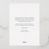 Rode Moderne Typografie Kerst Drie Foto Folie Feestdagenkaart (Achterkant)