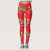 Rode moderne typografie vrolijk kerstfeest leggings (Voorkant)