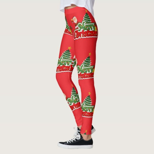 Rode moderne typografie vrolijk kerstfeest leggings (Links)