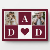 Rode Moderne Vaderdag Twee Familie Fotocollage Fotoplaat (voorkant)