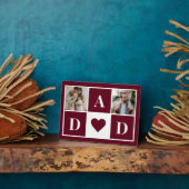 Rode Moderne Vaderdag Twee Familie Fotocollage Fotoplaat (Zijkant)