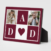 Rode Moderne Vaderdag Twee Familie Fotocollage Fotoplaat (Zijkant)