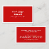 RODE MODERNE VISITEKAARTJE VOOR COLLEGE STUDENTEN CONTACTKAARTJE (Voorkant / Achterkant)