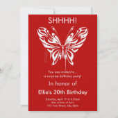 Rode Moderne Vlinder Verjaardag Aanpasbare Tekst Kaart (Voorkant)