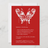 Rode Moderne Vlinder Verjaardag Aanpasbare Tekst Kaart (Achterkant)