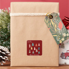 Rode Moderne Winter Kerstbomen Vakantie Vierkante Sticker