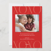 Rode Moderne XOXO Foto Valentijnsdag Feestdagenkaart (Achterkant)