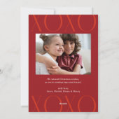 Rode Moderne XOXO Foto Valentijnsdag Feestdagenkaart (Achterkant)