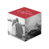 Rode Moeder Est. Jaar Rode Hart Familie Foto Kubus (Achter hoekig)
