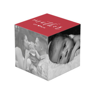 Rode Moeder Est. Jaar Rode Hart Familie Foto Kubus