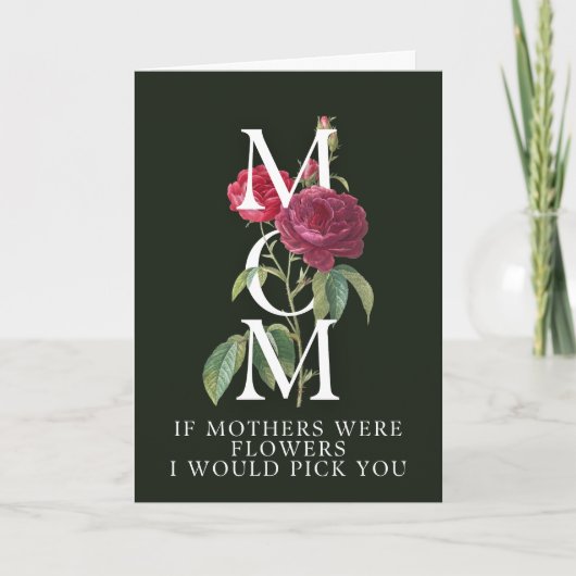 Rode moederdag kaart rozen op zwart (Voorkant)