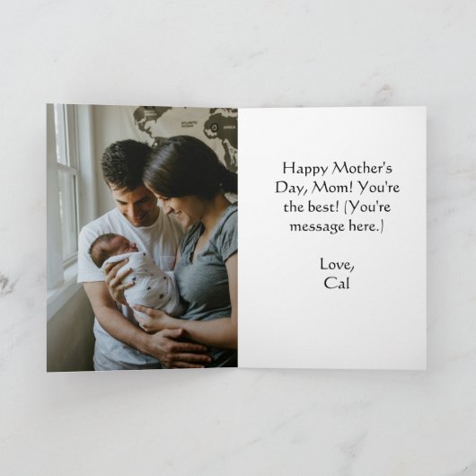 Rode moederdag kaart rozen op zwart (Binnen)