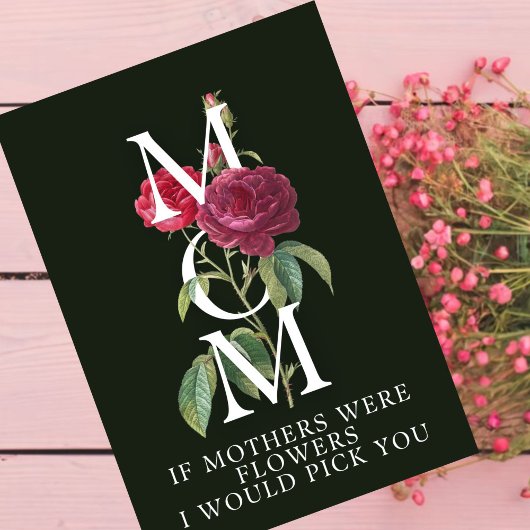 Rode moederdag kaart rozen op zwart