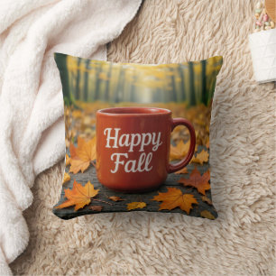 Rode Mok voor een vrolijke Herfst Kussen