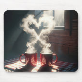 Rode Mokken met hartvormige stoom Muismat (Voorkant)